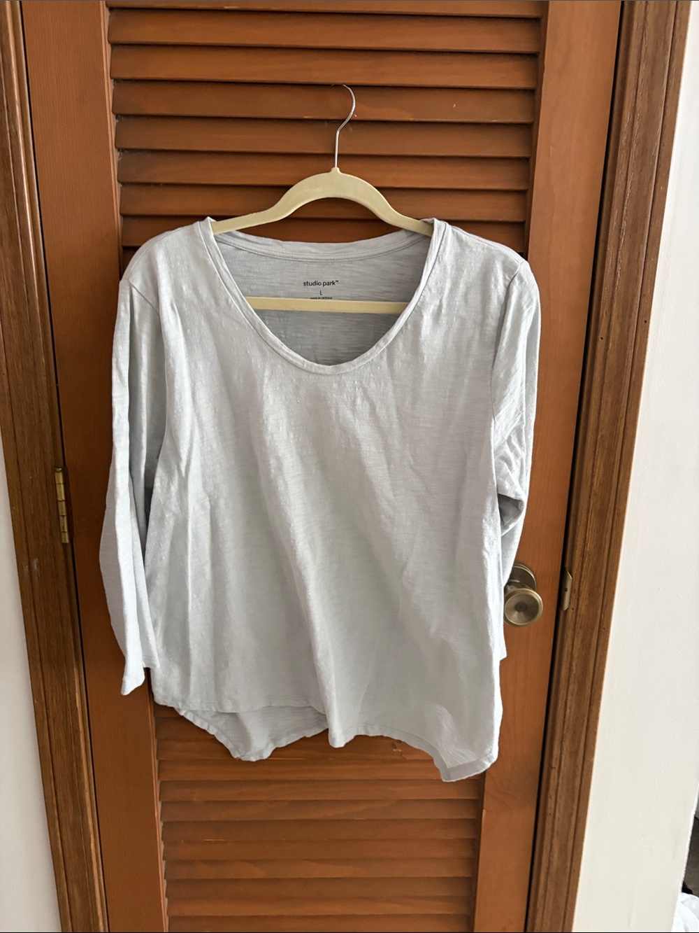 Studio Pax Light Gray V-Neck Long Sleeve Tee